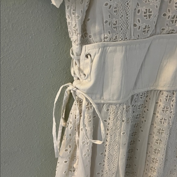 Tularosa White Eyelet Lace Mini Dress with Corset Waist - Picture 4 of 6